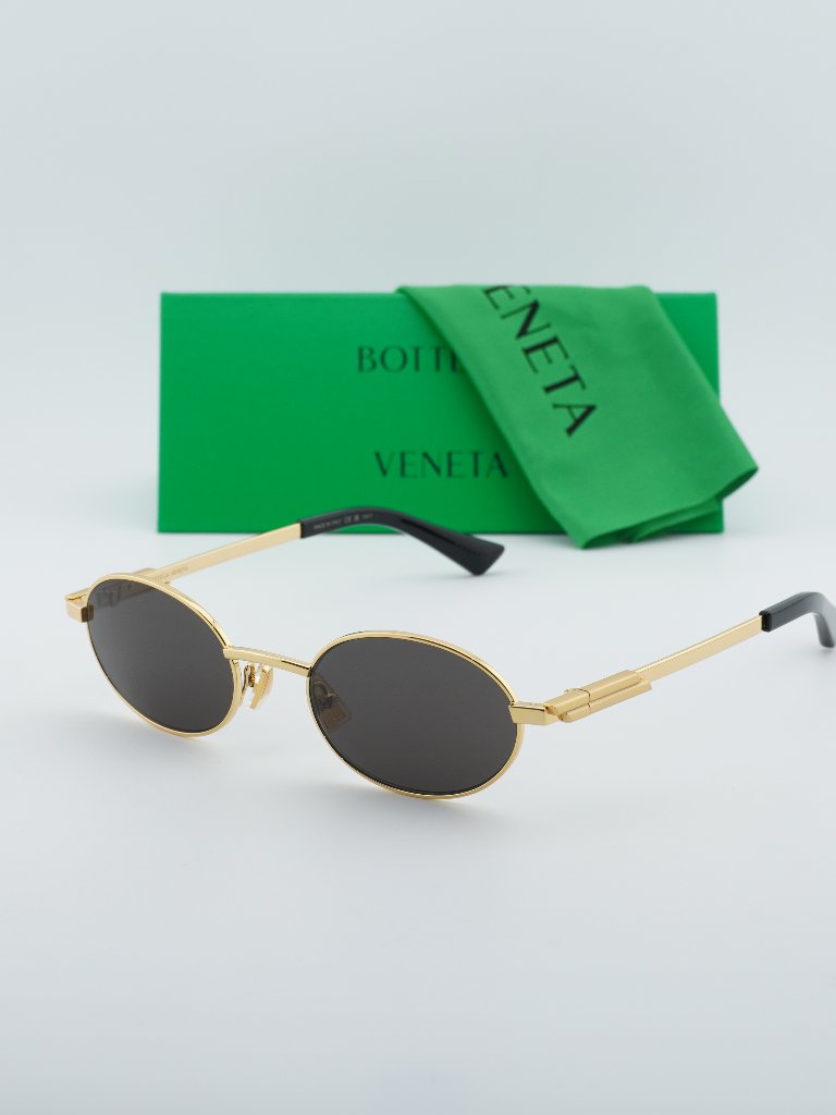 Bottega Veneta Bv1470s 001 Oval Sunglasses - Gold\Grey